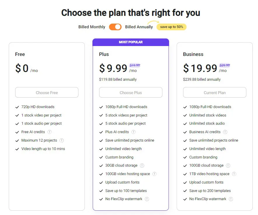 FlexClip Pricing